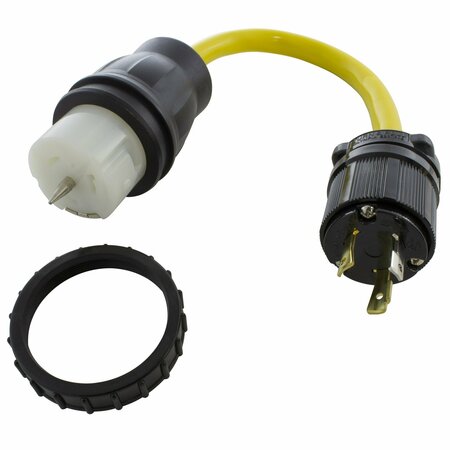 AC WORKS 1.5FT Temp Power L5-30P 30A 3-Prong Generator Locking Plug to CS6364 50A Connector TEL530-018